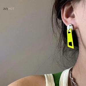 Julyhot Xu Hướng Mới Dây Kéo Bông Tai Nữ Cá Tính Thời Trang Kim Loại Bông Tai Nam Nữ Dây Kéo Phụ Kiện Trang Sức Massivedeals