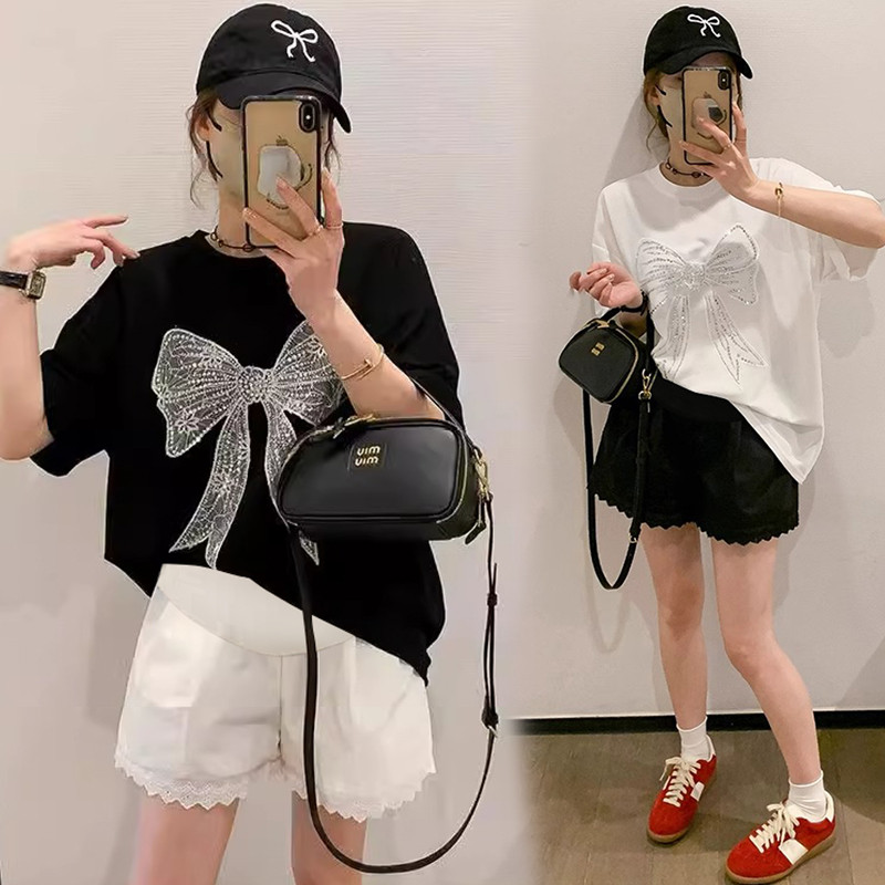 Quần bà bầu mùa hè ren ngọt ngào Quần short nâng bụng thông thường