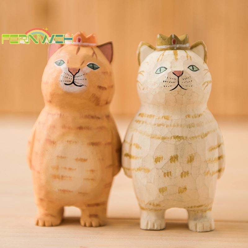 [Fernweh] Đồ trang trí khắc gỗ dễ thương thủ công, các bức tượng nhỏ bằng gỗ sơn, Trang trí máy tính để bàn dễ thương bằng gỗ, Điêu khắc may mắn [MỚI]