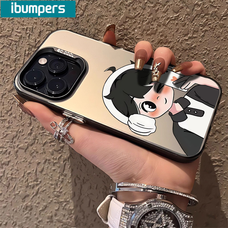 ibumpers Ốp Lưng IPhone Dễ Thương Khuôn Viên Cặp Đôi Họa Tiết Ốp Điện Thoại IMD Cứng Trơn Chống Bẩn Chống Sốc Cho IPhone 16 15 14 12 13 11 Pro Max