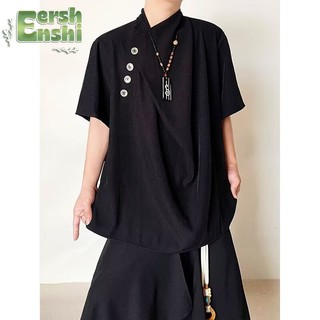 Mùa hè Thiết kế cổ điển Áo sơ mi ngắn tay cao cấp Yamamoto Yaosi Áo sơ mi Trung Quốc mới