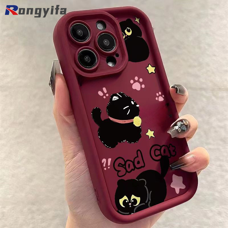 Vỏ mèo đen hoạt hình dễ thương cho Redmi Note 15 Pro Plus 14S 15C 15 A5 K80 Ultra Turbo 4 Pro 5G 4G Vỏ điện thoại mờ màu kẹo chống sốc Vỏ mềm chống rơi