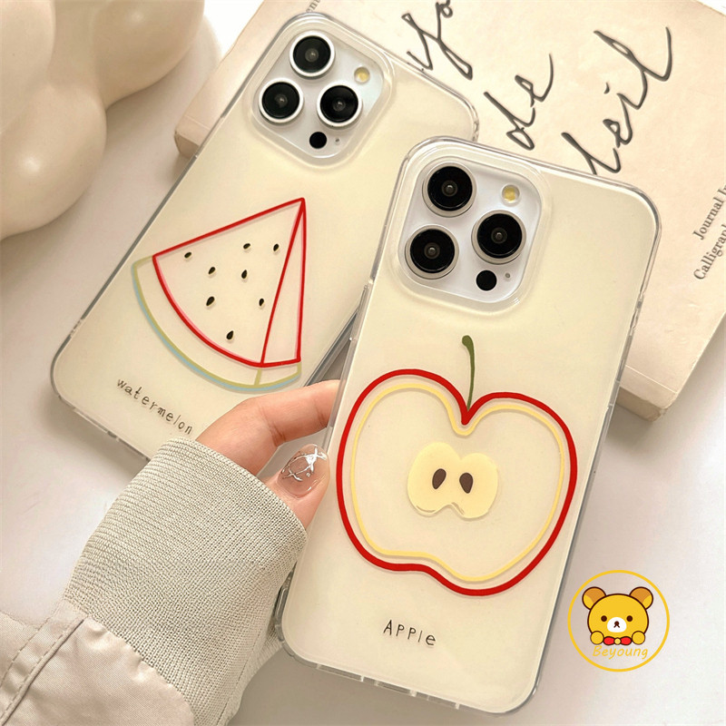 Ốp Điện Thoại Apple Hoạt Hình Dễ Thương Cho Redmi Note 14 13 12 Turbo 4 3 11T 11 10 Pro Plus 5G Vỏ Kem Dưa Hấu Màu Trắng Chắc Chắn Trong Suốt Ốp Lưng