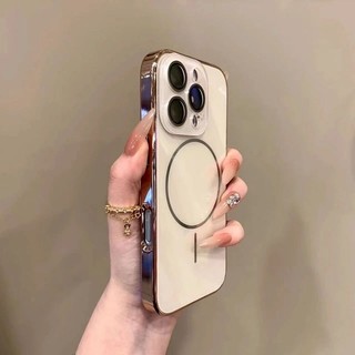 Ốp điện thoại hút từ tính pha lê mạ điện mới cho iPhone16 15 14 13 12 11 Pro Max bảo vệ camera chống sốc Vỏ lưng mềm chống rơi