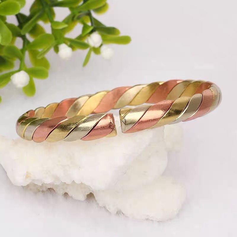 1709 Người Bộ Sưu Tập Đồng Nguyên Chất Vòng Tay Đồng Đỏ Đồng Đỏ Đồng Thau Handmade Đồng Vòng Tay Đồng Ba Màu Xoắn Vòng Tay Hoa Phong Cách Dân Tộc Trang Sức Độc Đáo Phổ Biến