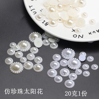 Giả Ngọc Trai Hình Bán Nguyệt Màu Be,_handmade, Dùng làm Nơ Kẹp Tóc