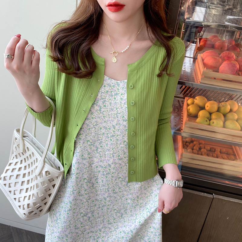 SUXI Áo len dệt kim mỏng nhẹ nhàng và đơn giản dành cho nữ mùa hè mới 250327