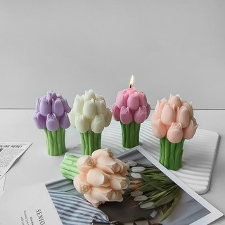 Hoa Tulip Bó Hoa Khuôn Silicon Hoa Thơm Nến diy Epoxy Thạch Cao Thơm Trang Trí Khuôn