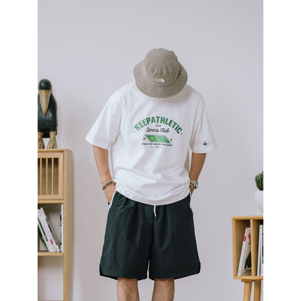 Chất lượng cao Hàng có sẵn SENDAWAY 23SS Áo thun ngắn tay in chủ đề quần vợt nam dáng rộng 100% Cotton cao cấp đa năng Vintage thường ngày mùa hè