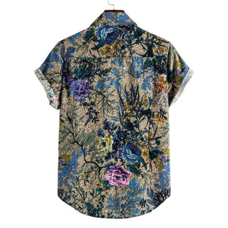 Hawaii Đi Biển Phong Cách Áo Sơ Mi Nam Tay Ngắn Vintage Dân Tộc In Áo Sơ Mi Nam Hawaii Ngày Lễ Áo Sơ Mi Thường Ngày