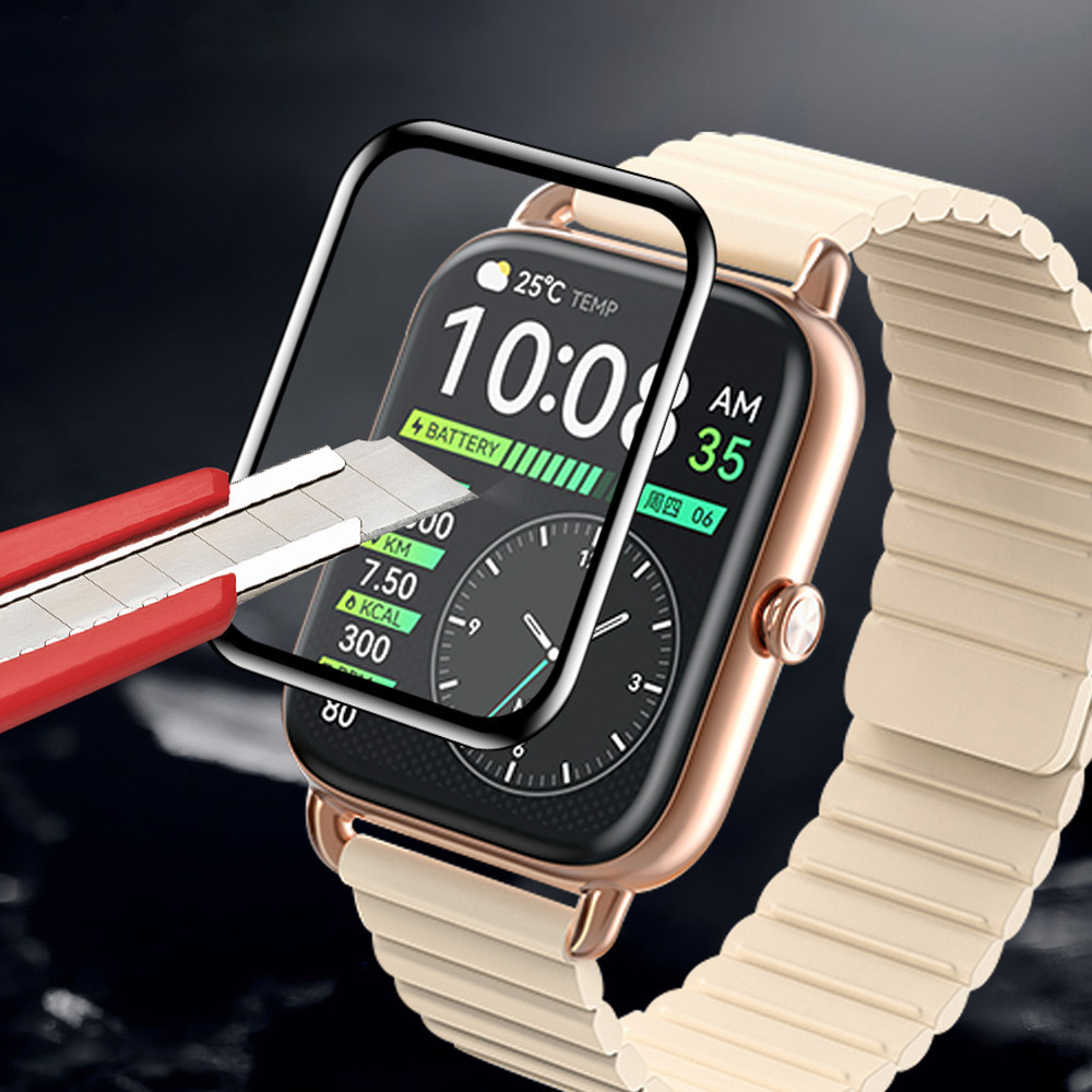 Phim kính cường lực 400D full cover HD cạnh đen chống trầy xước cho Haylou Watch 2 Pro R8 Solar Lite bảo vệ màn hình
