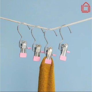 Combo 50 Móc Kẹp Đơn Đa Năng Chất Liệu Thép Không Gỉ Có Đầu Bọc Silicon Chống Tuột,Móc Treo Quần Áo Inox I  MÓC KẸP ĐỒ