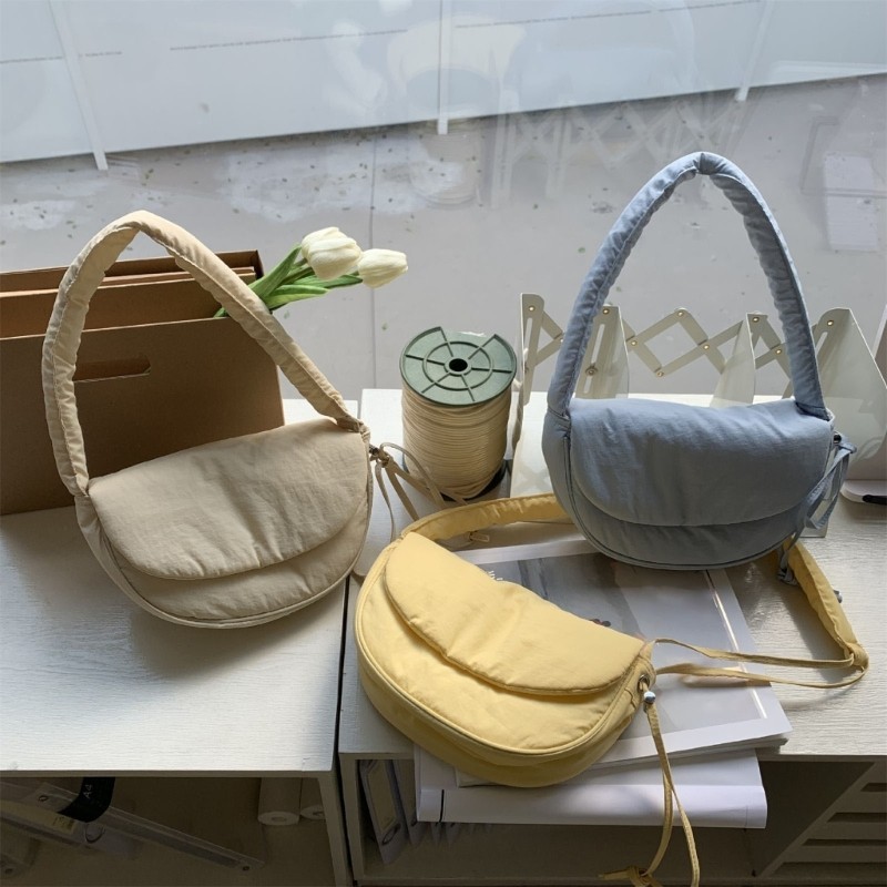 Túi đeo vai nữ đa năng FL Túi xách Nylon mềm Túi đeo chéo có dây rút