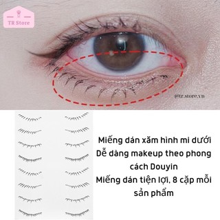 Bộ 8 cặp xăm giả mi dưới lười mascara strips Gecomo kháng nước một lần dùng G2093 G2095