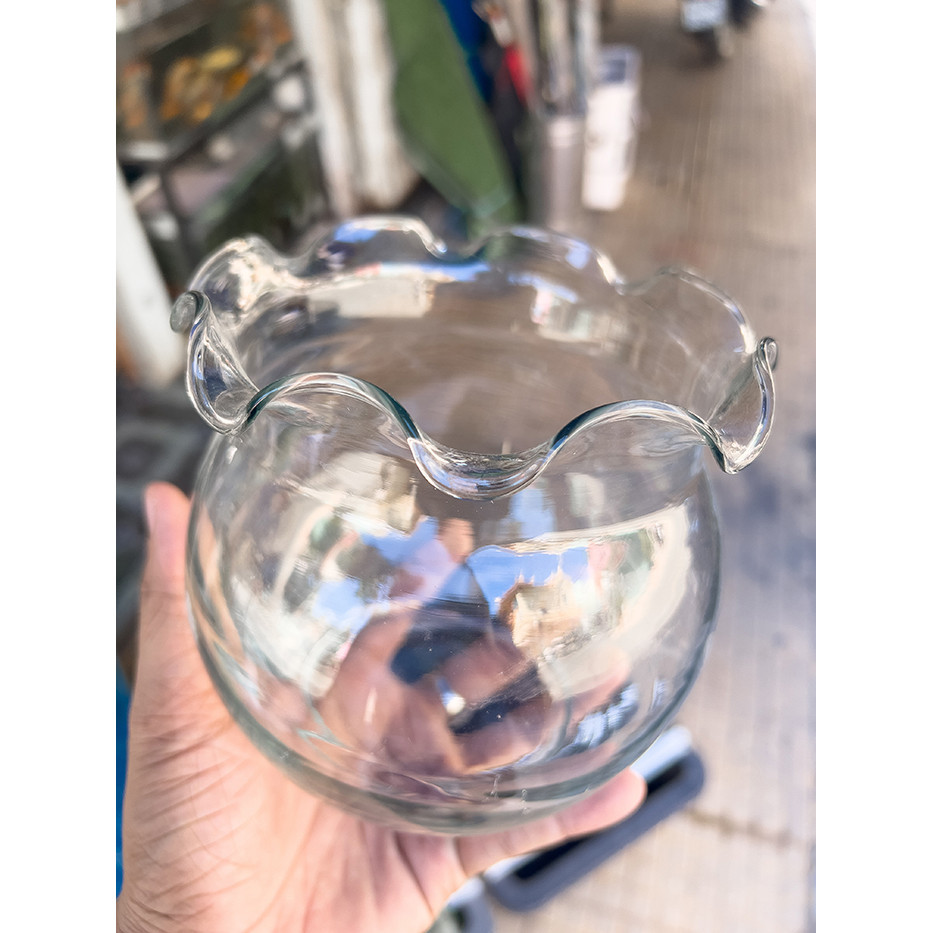 Chậu Thủy Tinh Tròn Mini Cao 13cm, Đường Kính 13cm