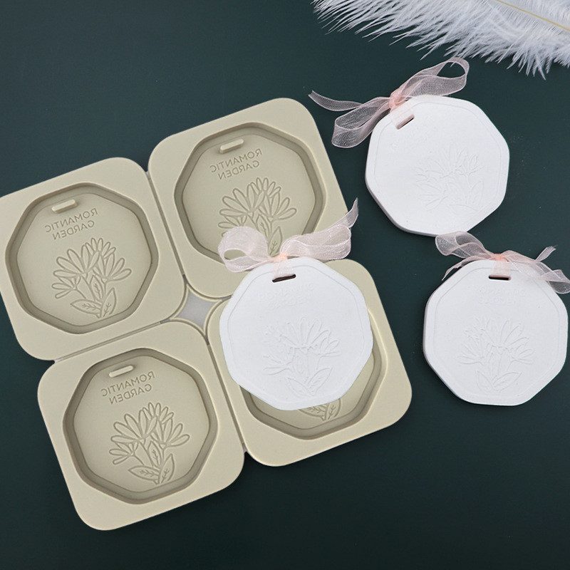4 Khoang Lục Giác Hình Hoa Silicon Sáp Viên Khuôn Thơm Thạch Cao Xe Mặt Dây Chuyền Khuôn Sáp Danh Sách Khuôn Silicon