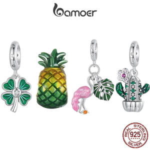 Phụ kiện hoa xương rồng quyến rũ Bamoer 925 Sterling Sliver cho vòng tay