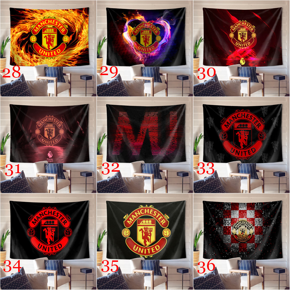 Manchester United FC Logo Tấm Thảm Treo Tường Có Kẹp Tấm Thảm Polyester Phòng Ngủ Treo Tường Tấm Thảm Trang Trí Nhà Cửa