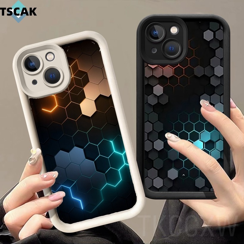Đầy màu sắc Aurora Hợp thời trang Cool Honeycomb Square Tương thích cho Xiaomi 14 13T 13 12T 12 Pro 13 12 11 Lite Vỏ mềm mắt thiên thần chống sốc