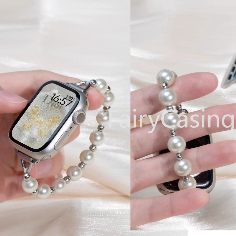 Dây đeo ngọc trai S11 Dây đeo kim cương pha lê cho Apple Ultra 2 49mm Series 9 41mm 42mm 44mm 45mm 38mm 40mm cho iwatch SE New SE 8 7 6 5 4 3 2 1 ban nhạc