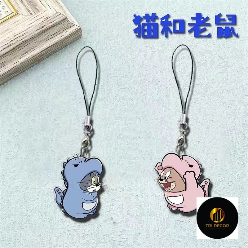 Dây chuyền điện thoại di động Tom và Jerry mặt dây chuyền đôi điện thoại di động mặt dây chuyền vỏ điện thoại di động
