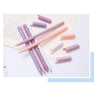 [Mực Đen] Bút Bi Mực Gel, Hộp 6 Bút Mực Màu Đen Có Nắp Vỏ Nhiều Màu - Bút Mực Gel Ngòi 0.5