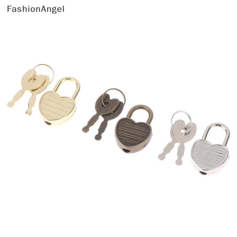Fashionangel 1 Bộ Hình Trái Tim Ổ Khóa Hành Lý Phần Cứng Khóa W / Khóa Cho Nhật Ký Sách Hộp Trang Sức TH