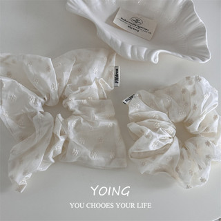 Yoing / Pháp Thanh Lịch Pure Desire Sữa Trắng Thêu Hoa Nhỏ Tóc Vòng Vuông Kết Cấu Phụ Kiện Tóc Phong Cách Mới