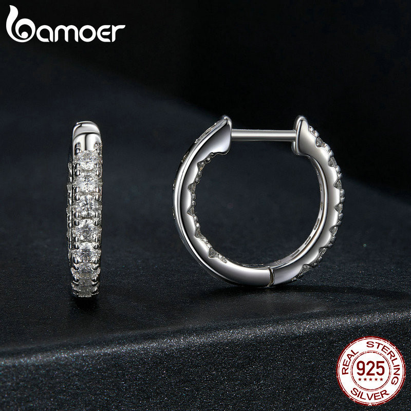 Bông tai bạc Bamoer 925 lấp lánh Moissanite Trang sức Quà tặng cho Nữ