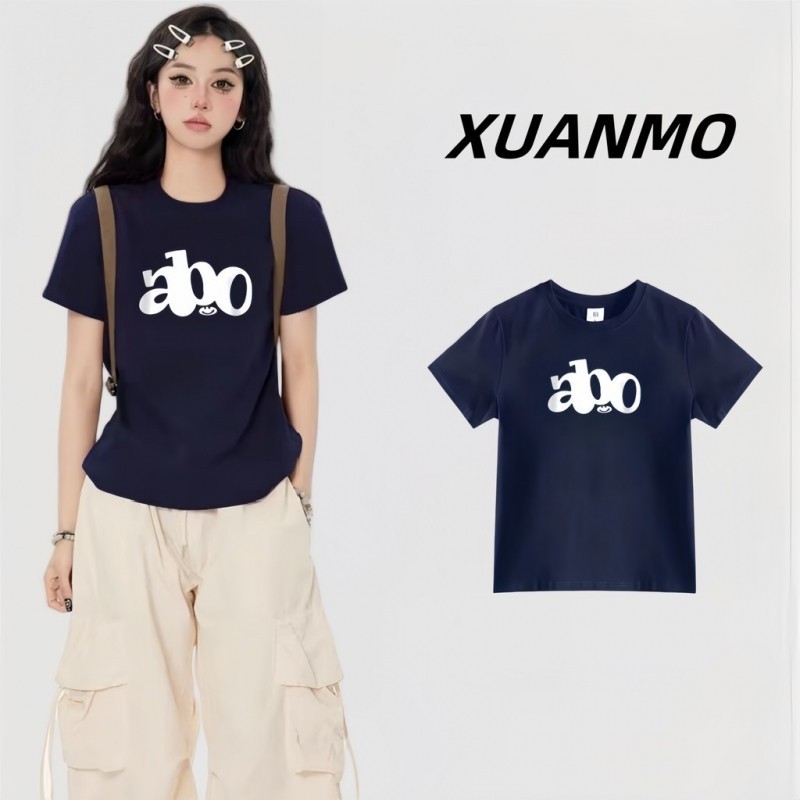XUANMO Local brand Áo baby tee Áo Thun ôm body Áo y2k cotton Chính Hãng Vai Ngắn Tay Phong Cách Mới Mỏng Thiết Kế Áo Thun Ngắn Mùa Hè Mỹ