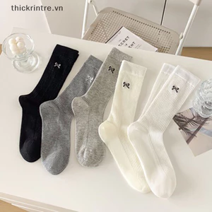 Thi Woman Phiên Bản Siêu Mỏng Mới Ins Nơ Màu Lưới Giữa Ống Thoáng Khí Tất Đen Trắng Xám Cô Gái Phong Cách Thời Trang Tất Ngọt Ngào VN