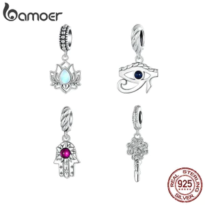 Phụ kiện chìa khóa may mắn Bamoer 925 Sterling Sliver Charm cho vòng tay