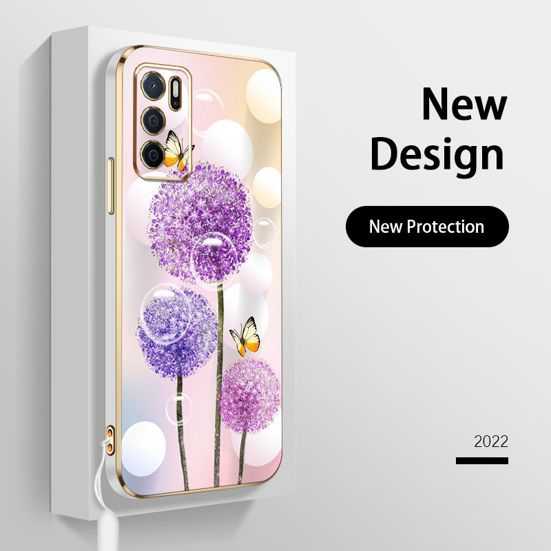 Ốp Điện Thoại YBD Cho OPPO Reno 12 Pro Reno 12F Realme C65 4G A3 Pro (Ấn Độ) Họa Tiết Hoa Bồ Công Anh Và Bướm Viền Vuông Vỏ Mềm Tinh Tế Có Dây Buộc