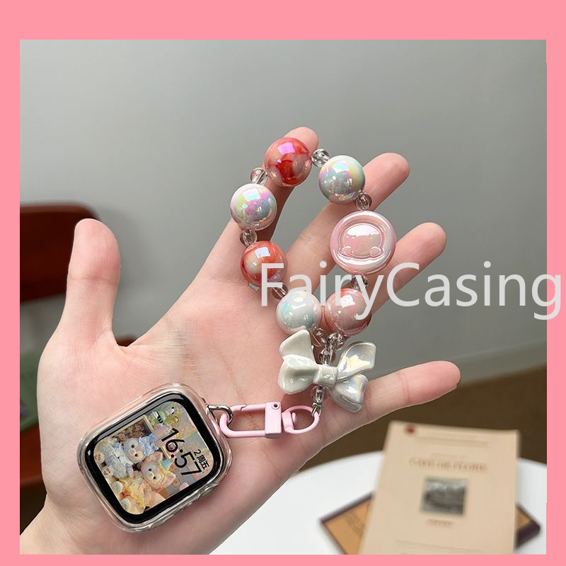 Vòng tay cho Apple watch 49mm 45mm 41mm 40mm 44mm 42mm 38MM S11 Dây đeo Móc chìa khóa Dopamine đầy màu sắc dễ thương cho iwatch Series 9 8 7 6 5 4 3 2 1 Vòng tay đính cườm Ins Phụ kiện mùa hè
