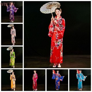 WEETW kimono truyền thống Nhật Bản, trang phục Cosplay sang trọng Sakura Girl kimono Dress, kimono mới phong cách Nhật Bản in hoa phong cách Nhật Bản Yukata Áo choàng tắm Geisha