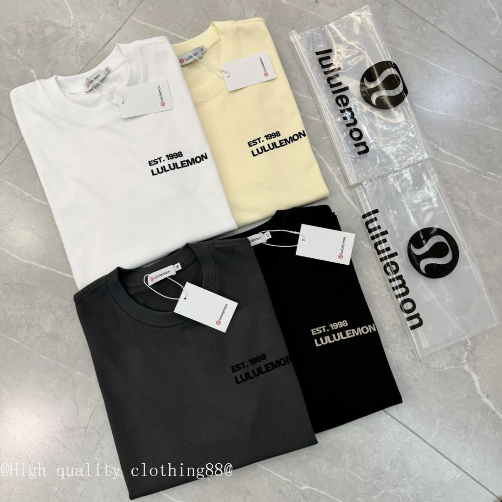Áo thun ngắn tay cổ tròn cotton nguyên chất, phong cách hiện đại tương tự lululemon