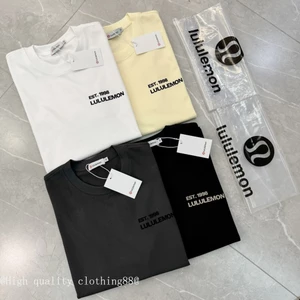 Áo thun ngắn tay cổ tròn cotton nguyên chất, phong cách hiện đại tương tự lululemon