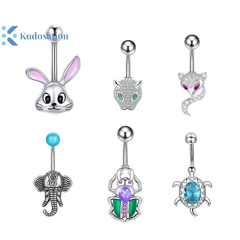 Kudosation Thời Trang Pha Lê Trái Tim Bụng Nút Nhẫn Trang Sức Cho Nữ Thép Không Gỉ Zircon Rốn Nhẫn Cơ Thể Piercings Phụ Kiện