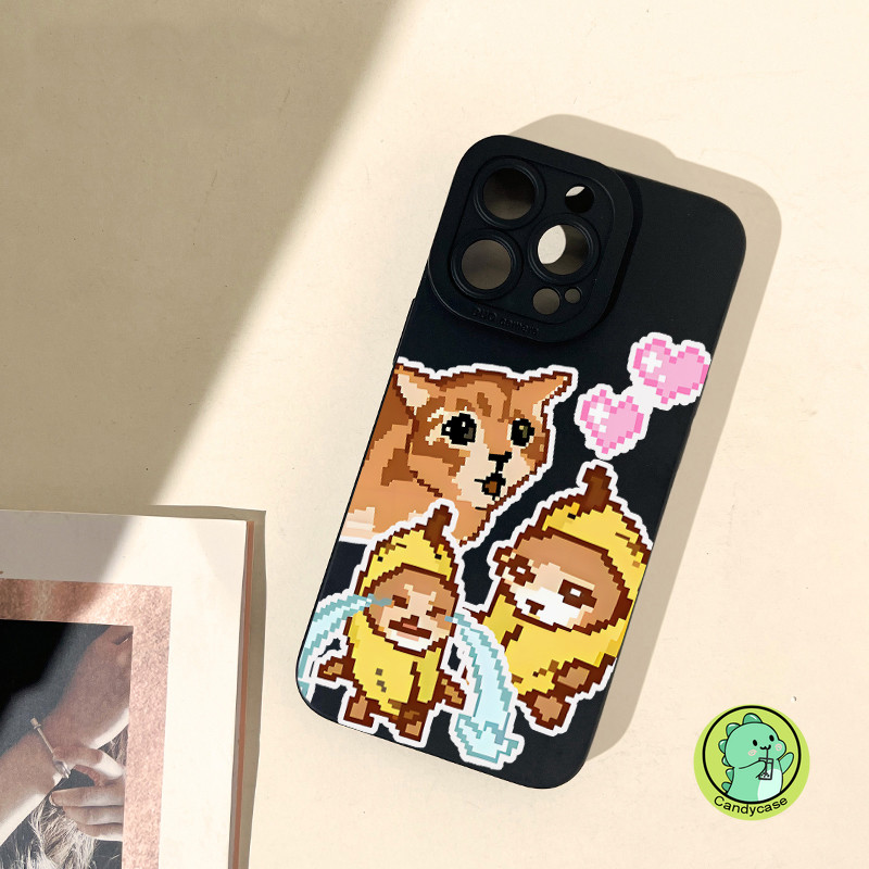 Ốp điện thoại Pixel Cat Meme ngộ nghĩnh cho Redmi Note 14 13 12 11 Pro Plus 12s 12 Turbo 10s Pro + 10 Pro Max 10s 9s 9 8 7 Pro 8T 5G 4G Ốp lưng mềm chống sốc đơn giản mờ dễ thương