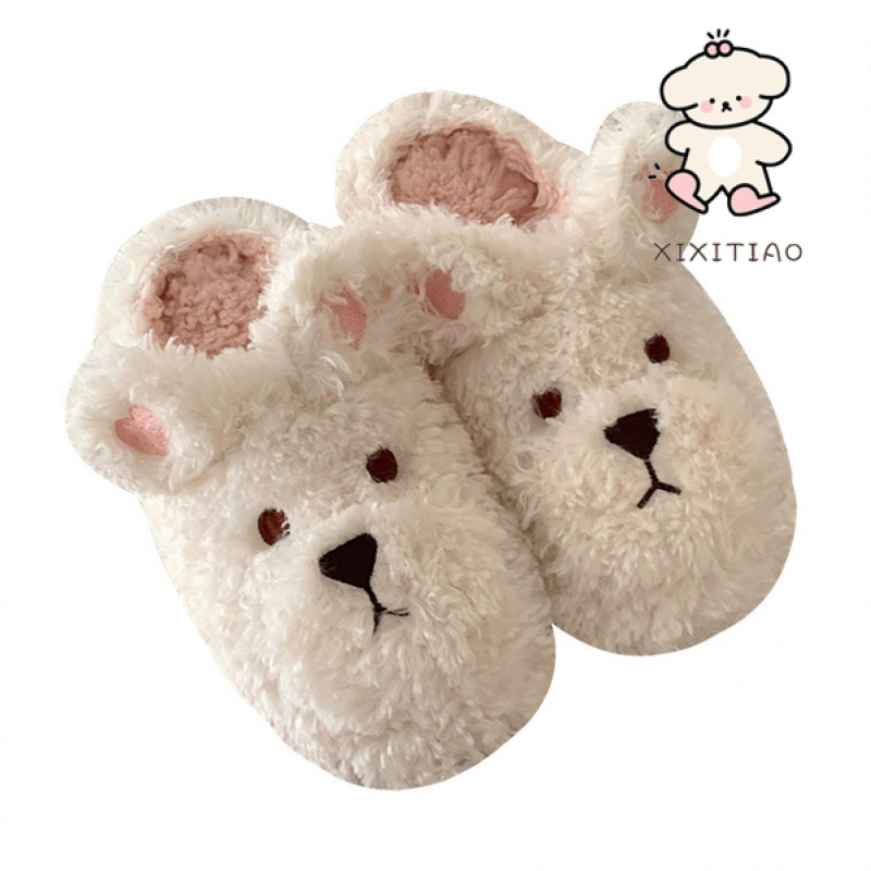 Xixitiao Dép Cotton Hoạt Hình Dễ Thương Ấm Áp Nữ Thu Đông Học Sinh Sử Dụng Tại Nhà Đế Mềm