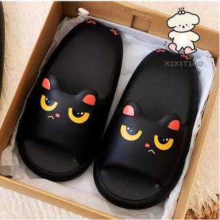 Xixitiao Dép Xăng Đan Hình Mèo Đen, Thích Hợp Sử Dụng Trong Nhà Vào Mùa Hè, Đế Eva Mềm Mại