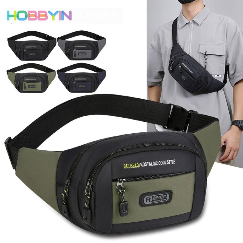 Túi đựng điện thoại di động thể thao HOBBYIN, Túi đeo thắt lưng nam dung tích lớn, Ví thu ngân kinh doanh Túi đeo ngực nhiều lớp chống trộm