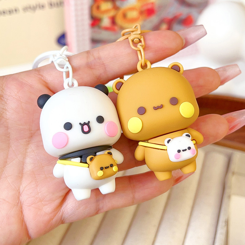 Bubu Dudu Gấu Trúc Keychans, Động Vật Hoạt Hình Dễ Thương Hoạt Hình Bubu Dudu Móc Khóa, Charm Kawaii Gấu Trúc Ngọt Ngào Yier Mặt Dây Chuyền Cặp Đôi Treo