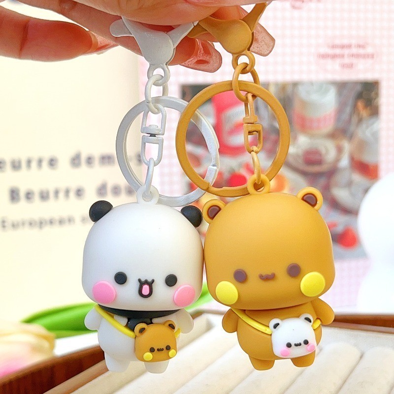 Bubu Dudu Gấu Trúc Keychans, Động Vật Hoạt Hình Dễ Thương Hoạt Hình Bubu Dudu Móc Khóa, Charm Kawaii Gấu Trúc Ngọt Ngào Yier Mặt Dây Chuyền Cặp Đôi Treo