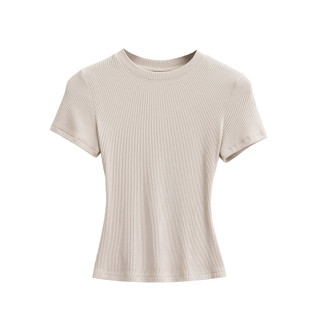 Áo thun ngắn tay cổ tròn màu trơn Slim Fit mới dành cho nữ