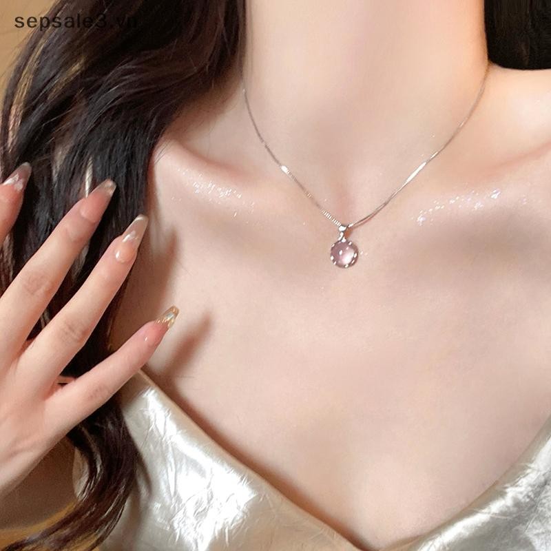 # Sepsale # Vòng cổ Opal tròn đơn giản thanh lịch dành cho nữ Thời trang bé gái Dây chuyền xương đòn ngọt ngào Vòng cổ cảm giác cao cấp Trang sức Quà tặng sinh nhật.