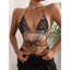 Khâu Fishnet Rỗng Kim Cương Giả Buộc Dây Sling Hot Girl Lễ Hội Âm Nhạc Gợi Cảm Bên Ngoài Top