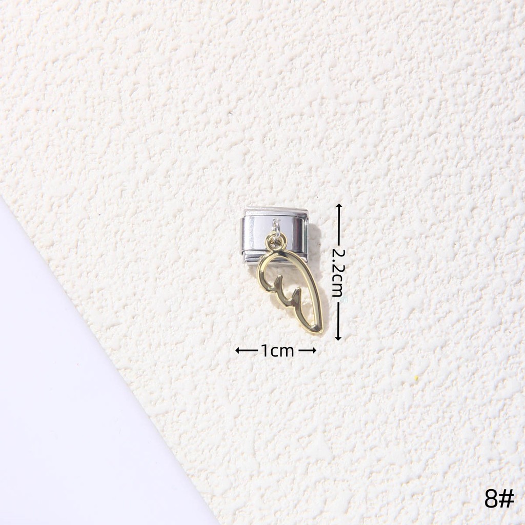 Mô-đun thép không gỉ Ý Màu vàng Màu bạc Mặt trăng Cánh sao Vòng tròn DIY Vòng tay quyến rũ