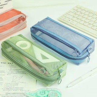 Bút Chì HOBBYIN, Túi Đựng Bút Lưới Hai Lớp, Di Động Trong Suốt Dung Tích Lớn Văn Phòng Phẩm Tổ Chức Quà Tặng