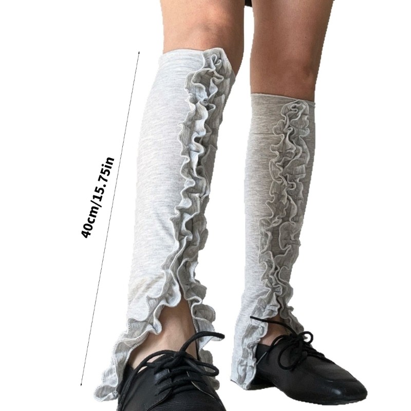 HSV Nữ Bông Tai Kẹp Ruched Xù Chia Chân Trước Ấm Hơn Bao Chiều Dài Đầu Gối loe Nhẹ Mỏng Chân Tất Chân Co
